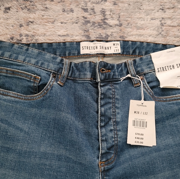Topman Mens Stretch Skinny Jeans 36x32 - Picture 1 of 6